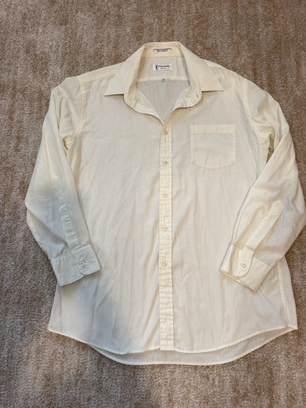 Yves Saint Laurent Cream Button-Down Shirt - Long Sleeve